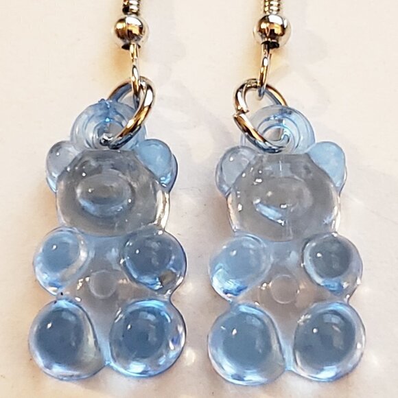 Blue Transparent Gummy Bear Earrings - Picture 1 of 3